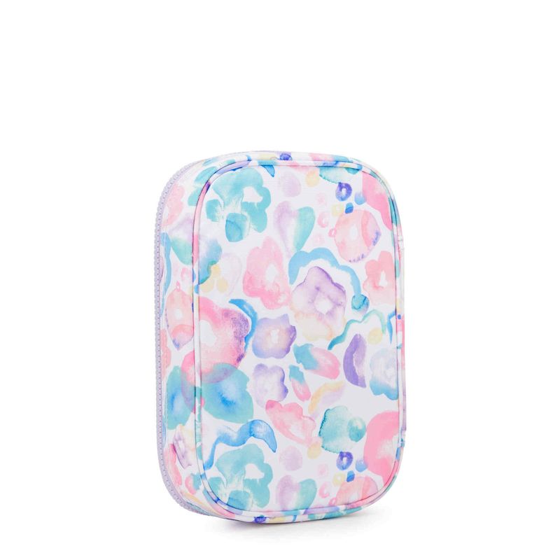 estuche-kipling-100-pens-aqua-flowers-ki60022fw